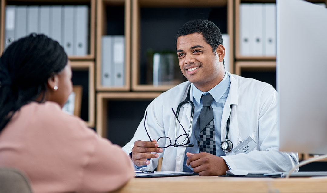 doctor in a meeting with a client